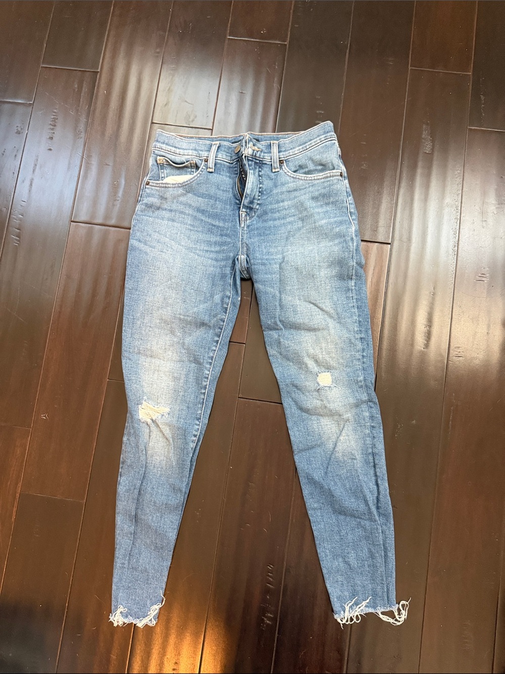 Lucky Brand Medium Blue Distressed Skinny Jeans